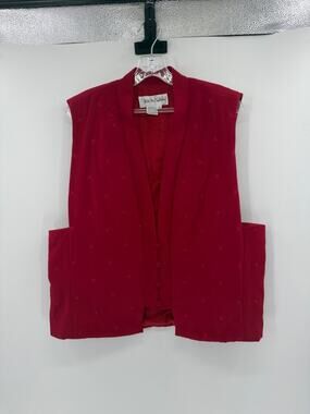 Diane Von Furstenberg Women's Vintage 100% Silk Vest - Red - Medium